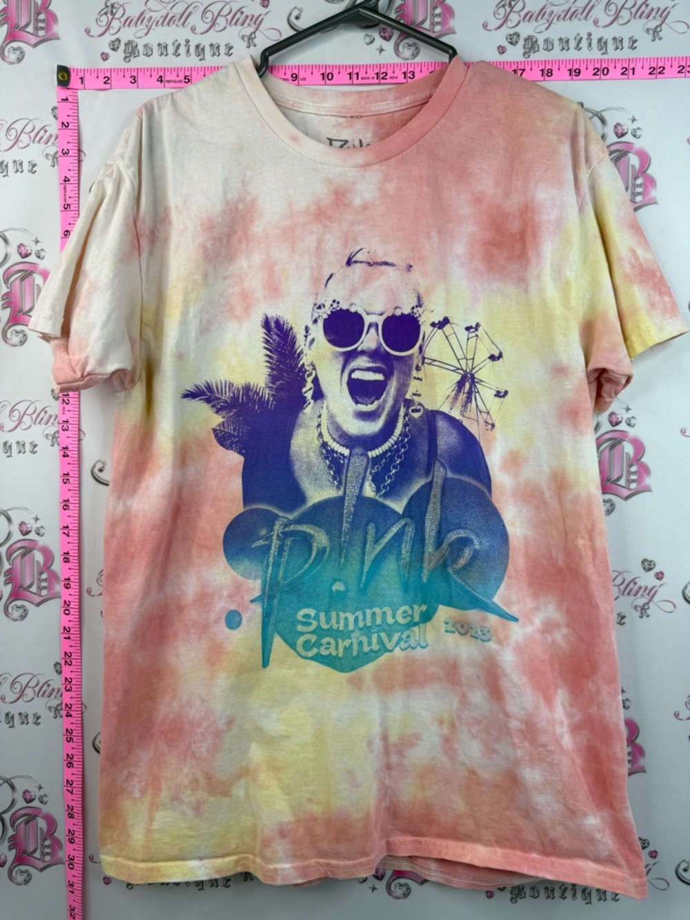 Pink concert band 2023 Tie-Dye 'P!nk Summer Carnival' Graphic Pastel Yellow Blue